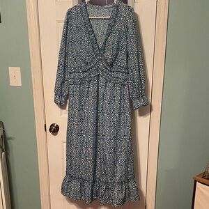 SHEIN Blue Floral Long Sleeve Dress